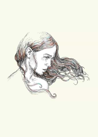 Woman with Windblown Hair