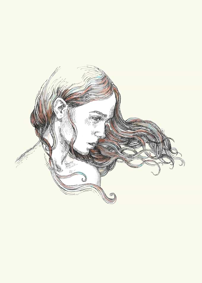 Woman with Windblown Hair