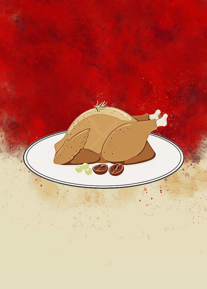 American meal of turkey