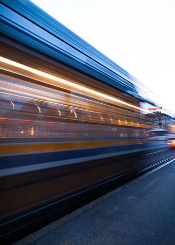 Long exposure train city