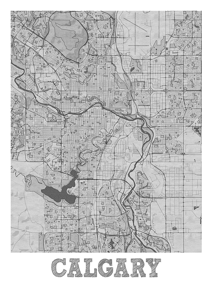 Calgary Pencil Street Map