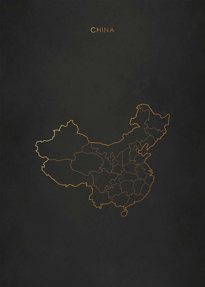 Gold China Map