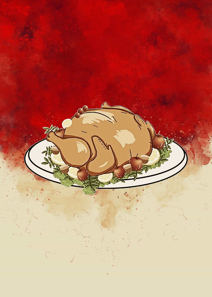 American meal of turkey