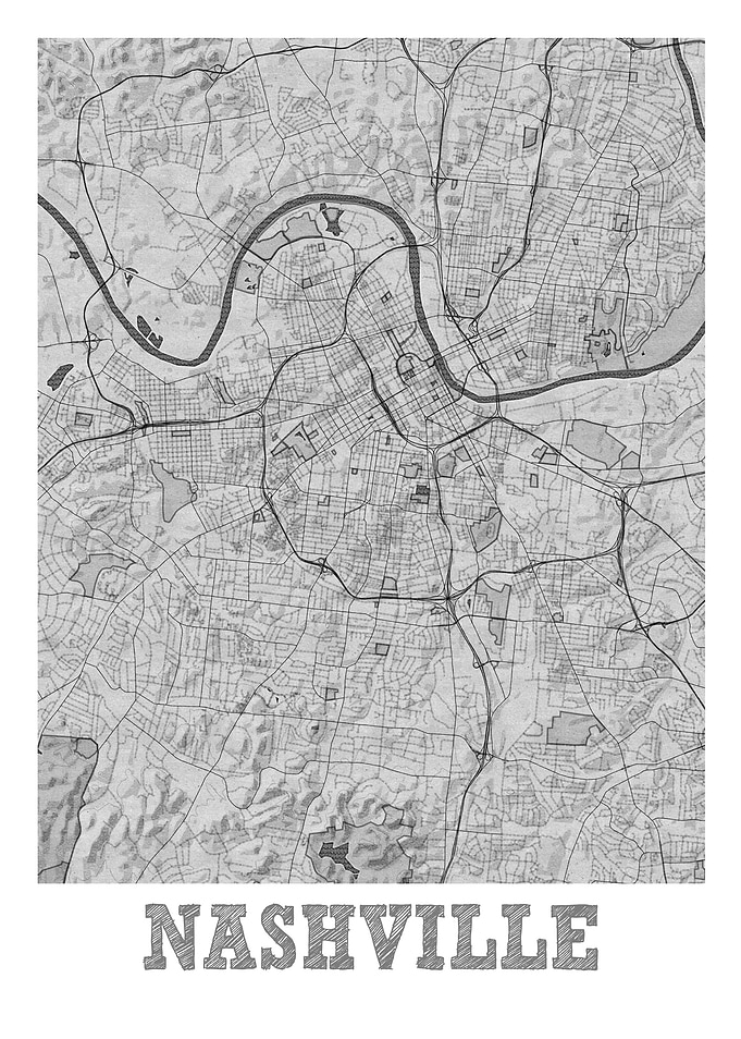 Nashville Pencil StreetMap