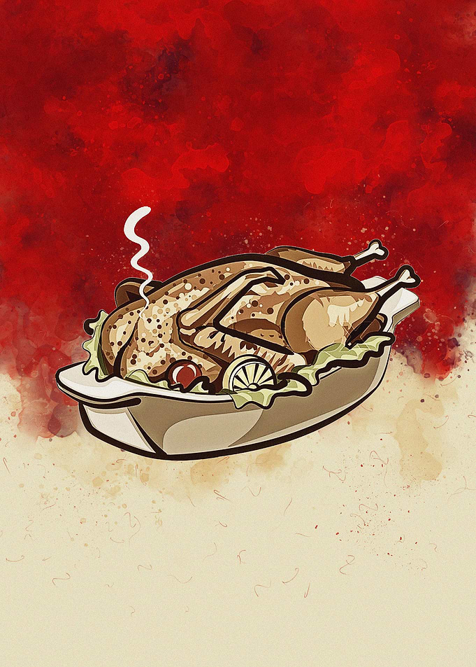 American meal of turkey