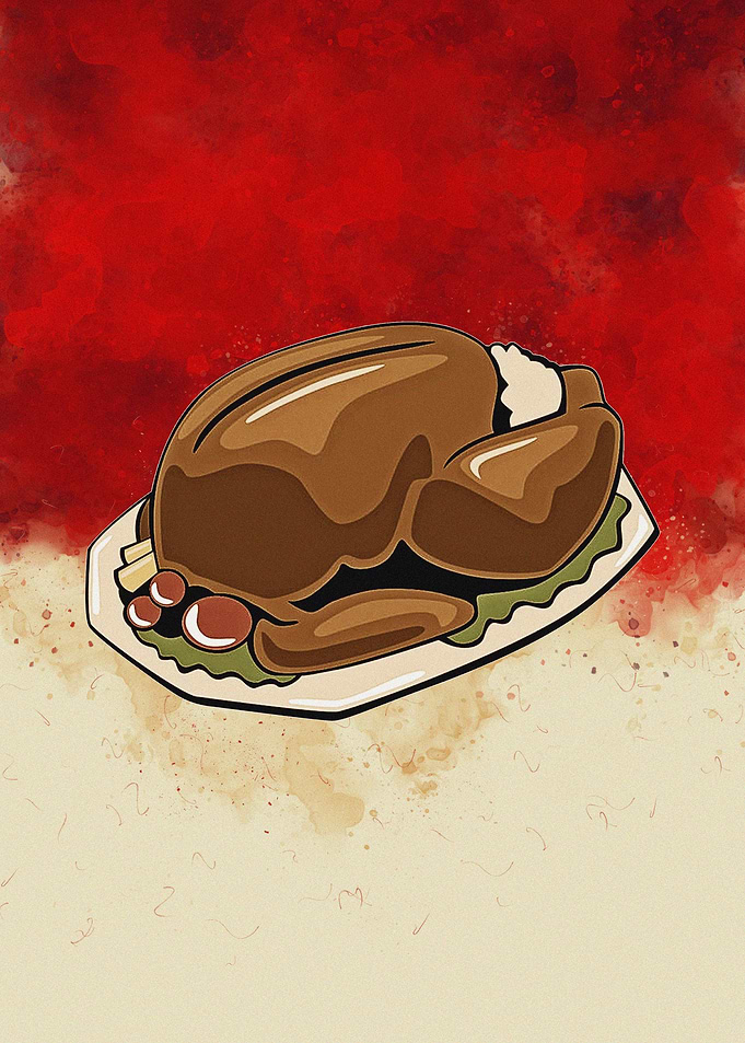 American meal of turkey