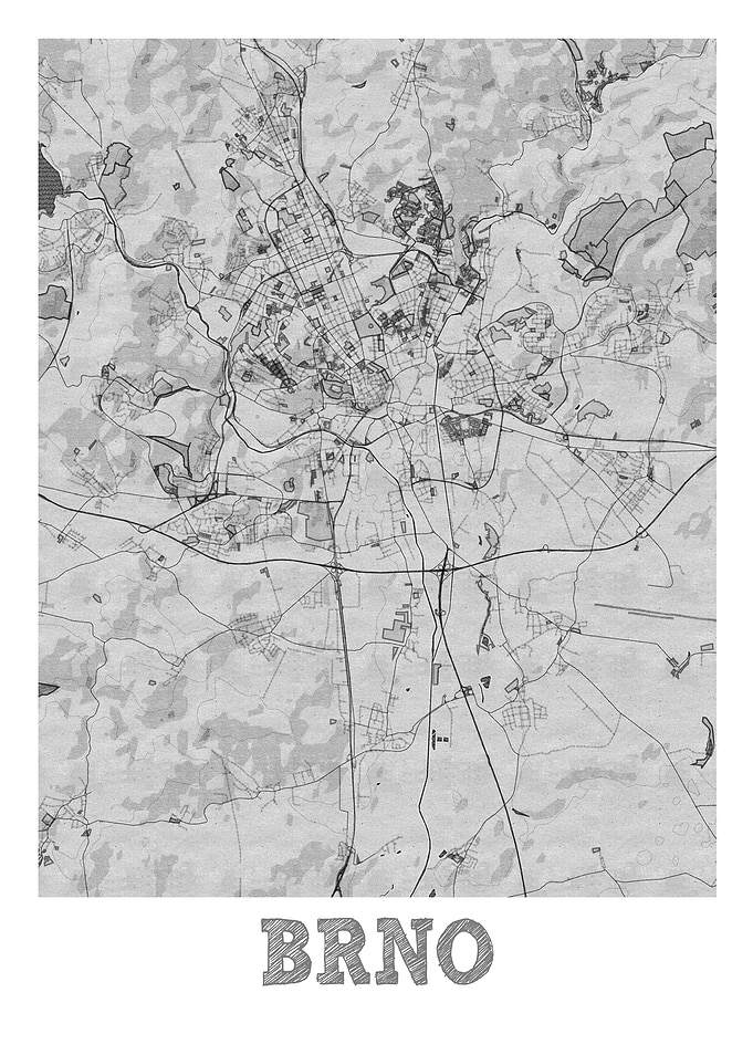 Brno Pencil Street Map