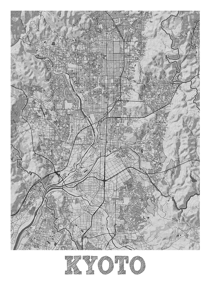 Kyoto Pencil Street Map