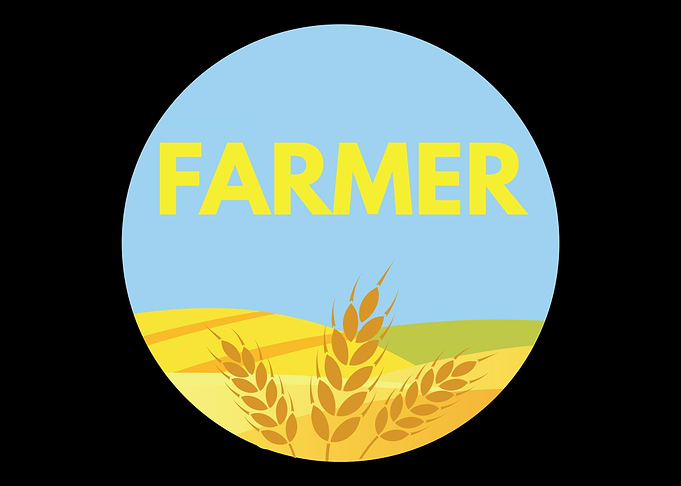 Farmer with Farm and Grain