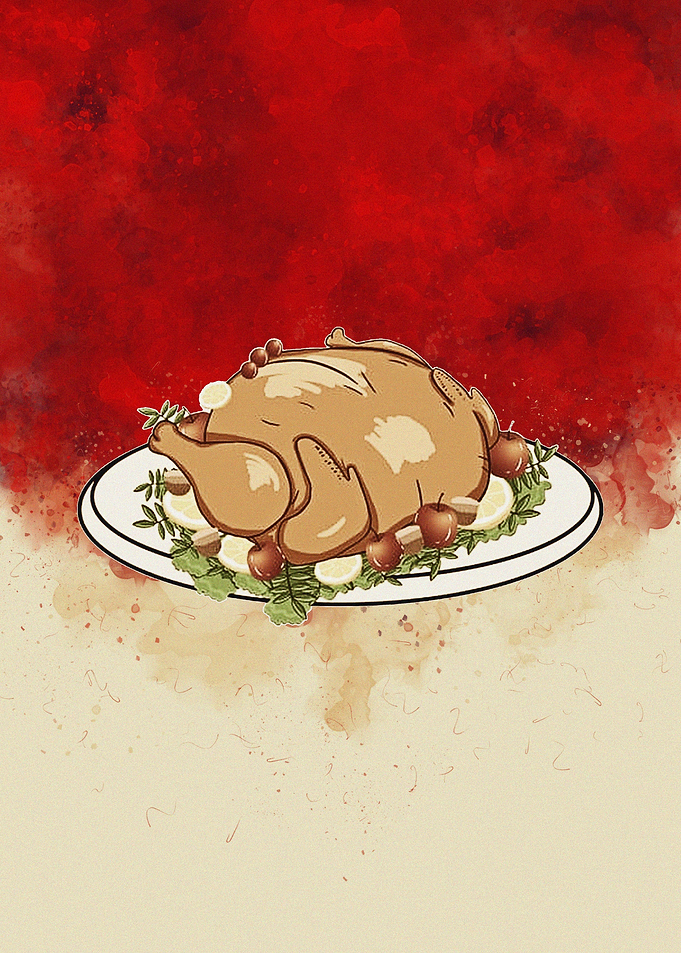 American meal of turkey