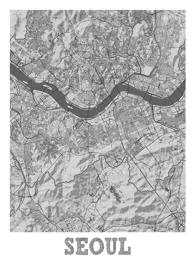 Seoul Pencil Street Map