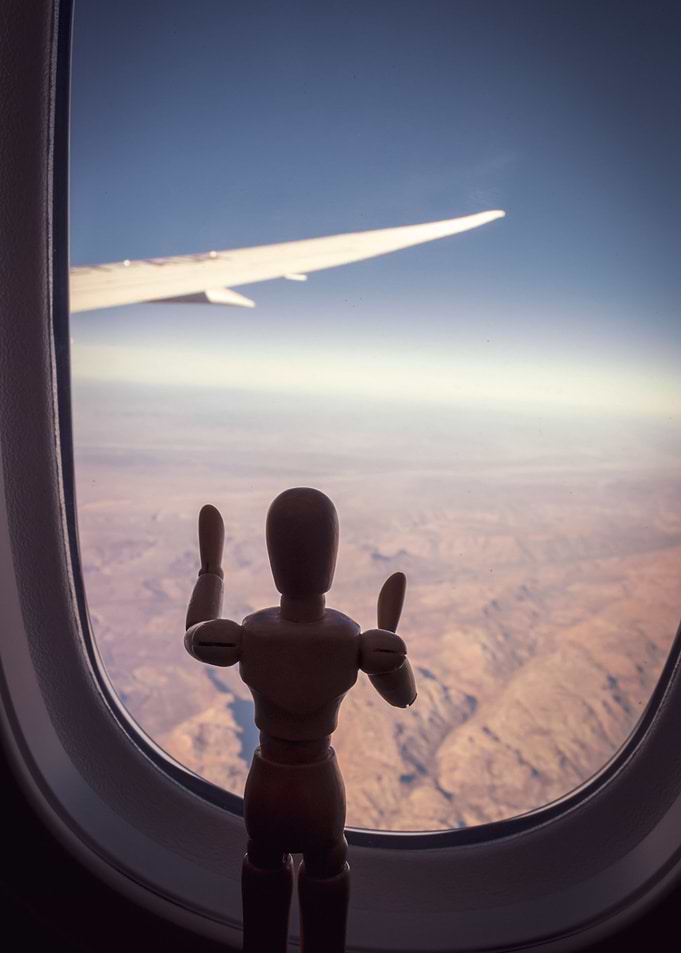 Manikin in airplane