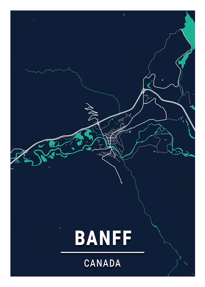 Banff Blue Dark City Map