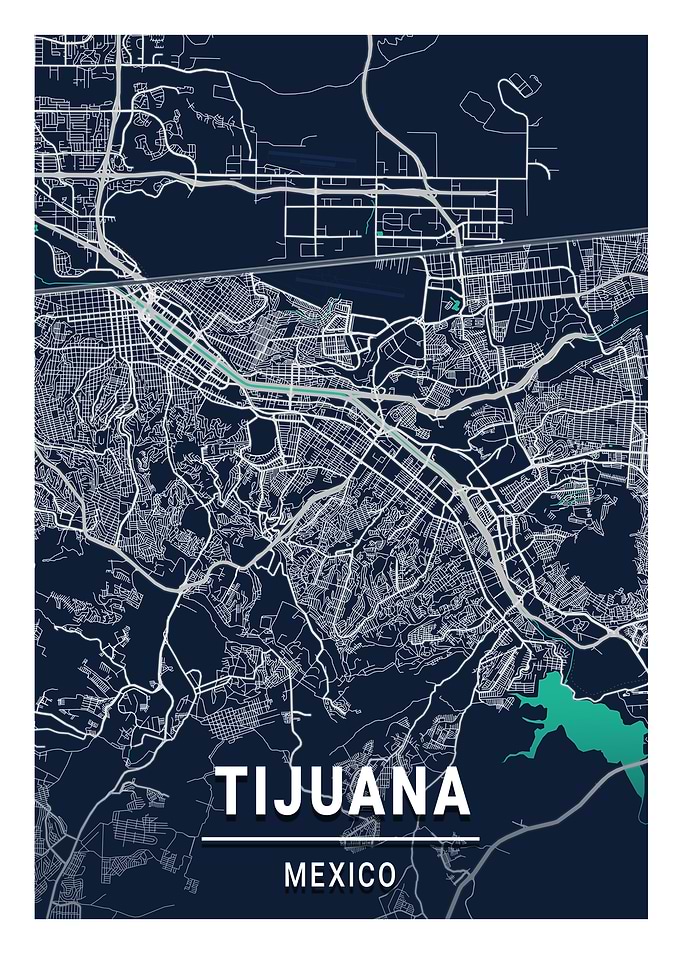 Tijuana Blue Dark City Map