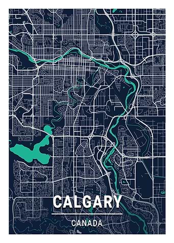 Calgary Blue Dark City Map