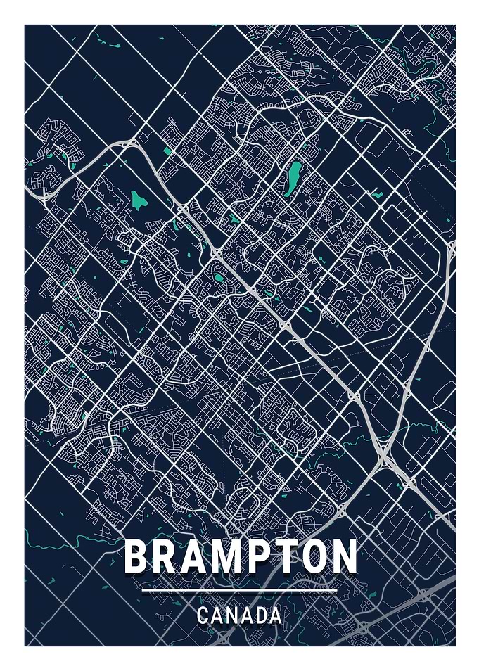 Brampton Blue Dark CityMap