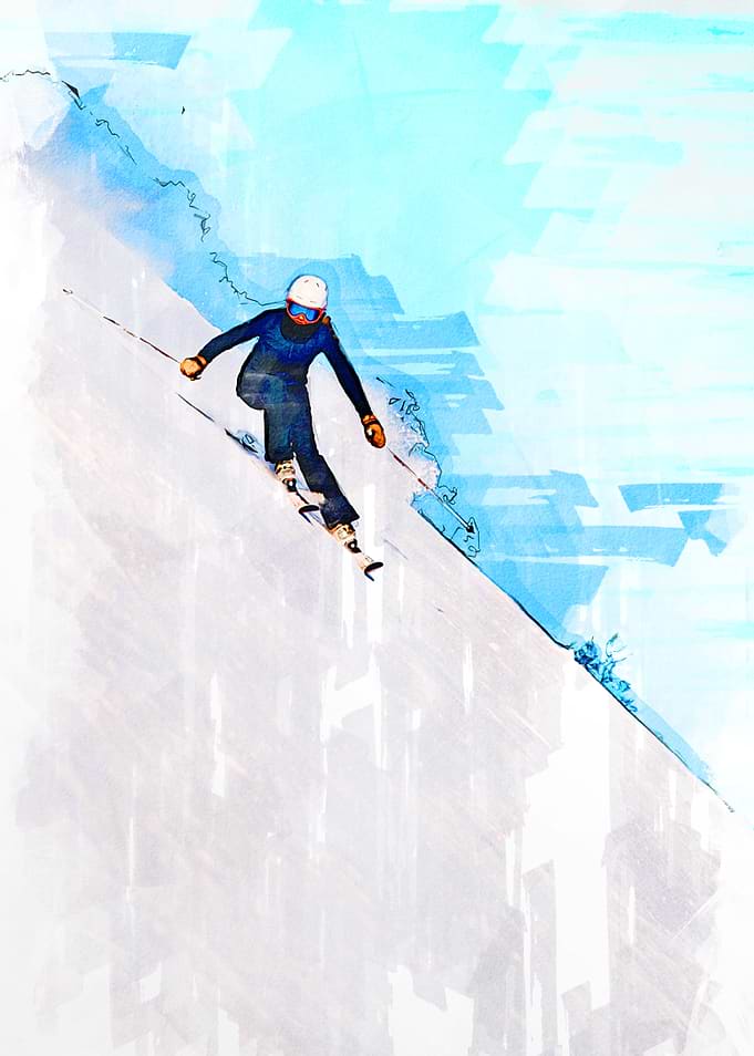 Skiing Down Slope Norway