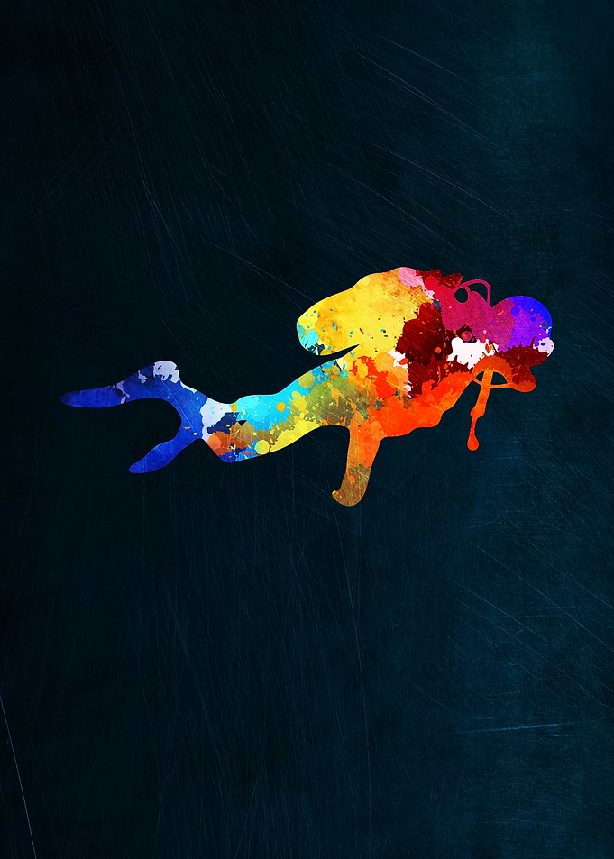 Diver Watercolor