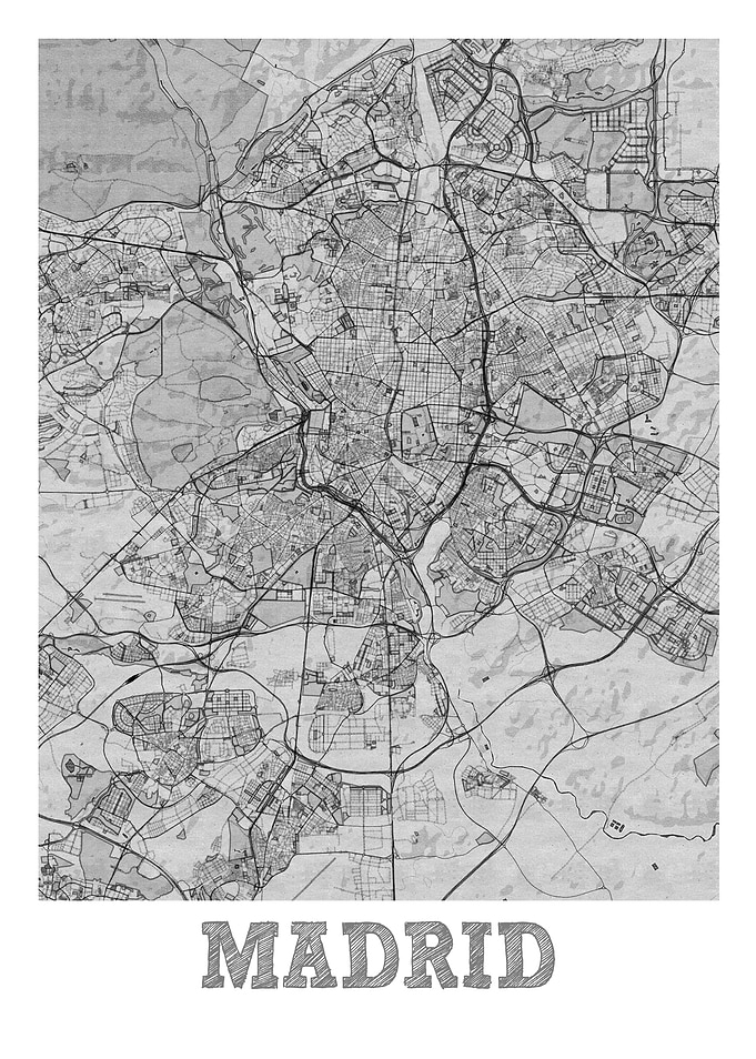 Madrid Pencil Street Map