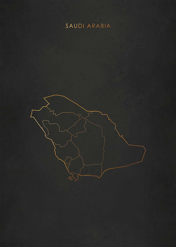 Gold Saudi Arabia Map