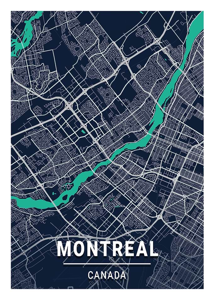 Montreal Blue Dark CityMap