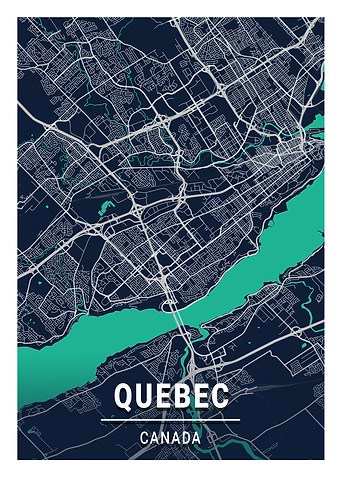 Quebec Blue Dark City Map