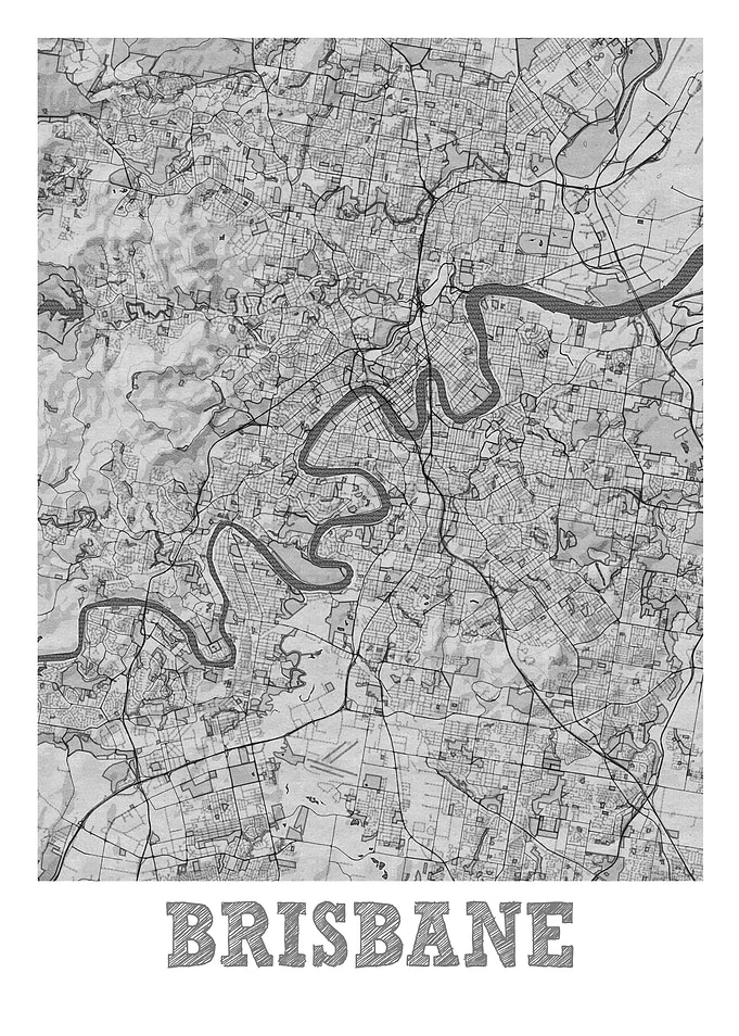 Brisbane Pencil Street Map