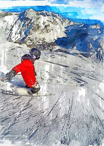 Skiing Downhill Abstract