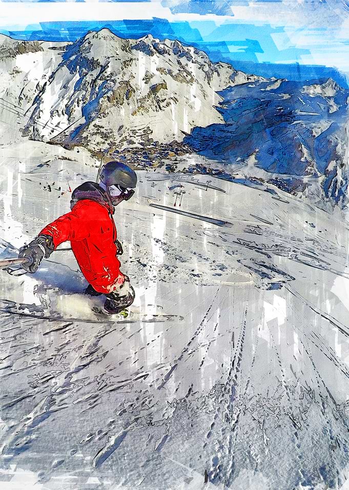Skiing Downhill Abstract