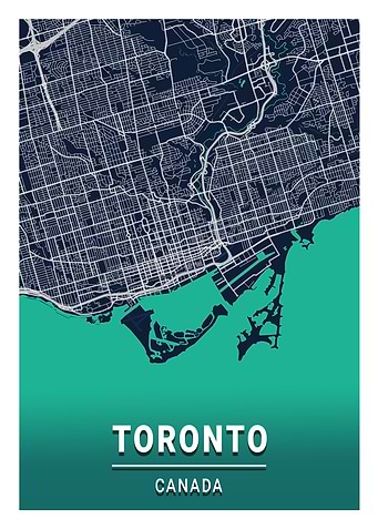 Toronto Blue Dark City Map