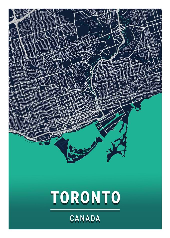 Toronto Blue Dark City Map
