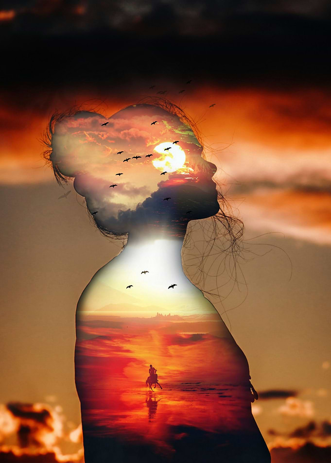 Sunset Beach Portrait Girl