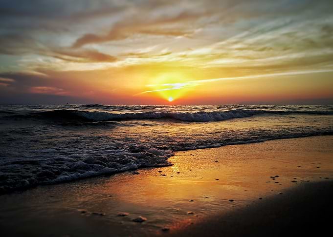 Sunset at Italian beach