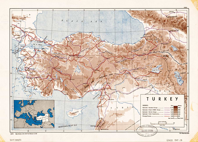 Map of Turkey 1949