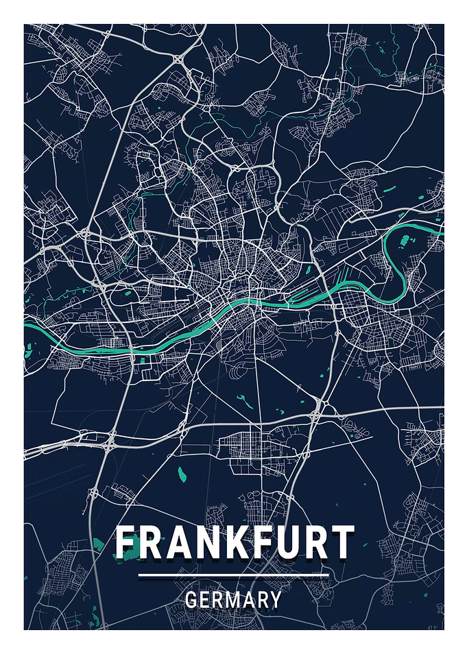 Frankfurt Blue Dark CitMap