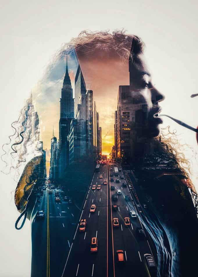 Double Exposure City Town