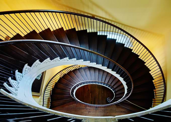 Elaborate spiral staircase