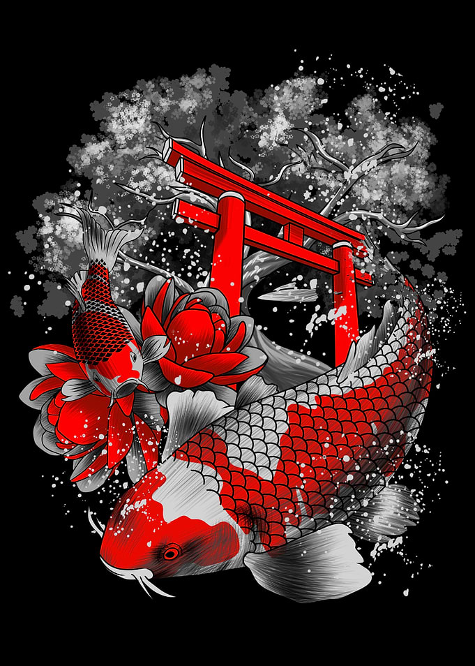 Asia Koi Fish Geisha Japan