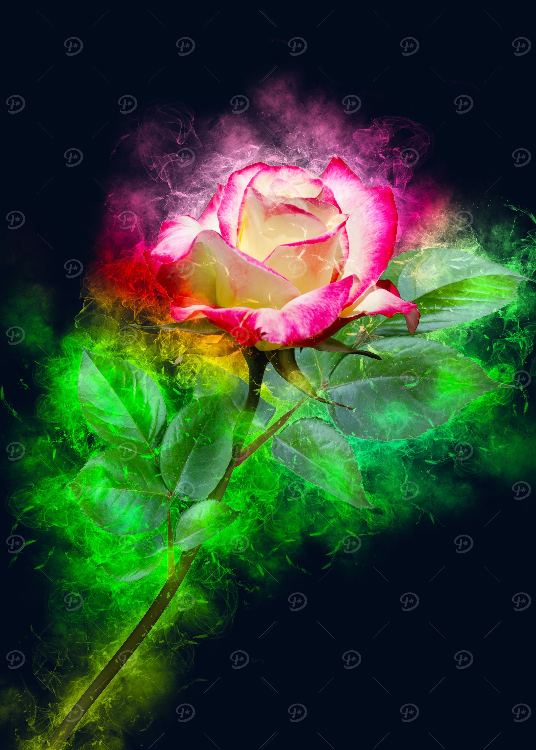 pink white rose smoky