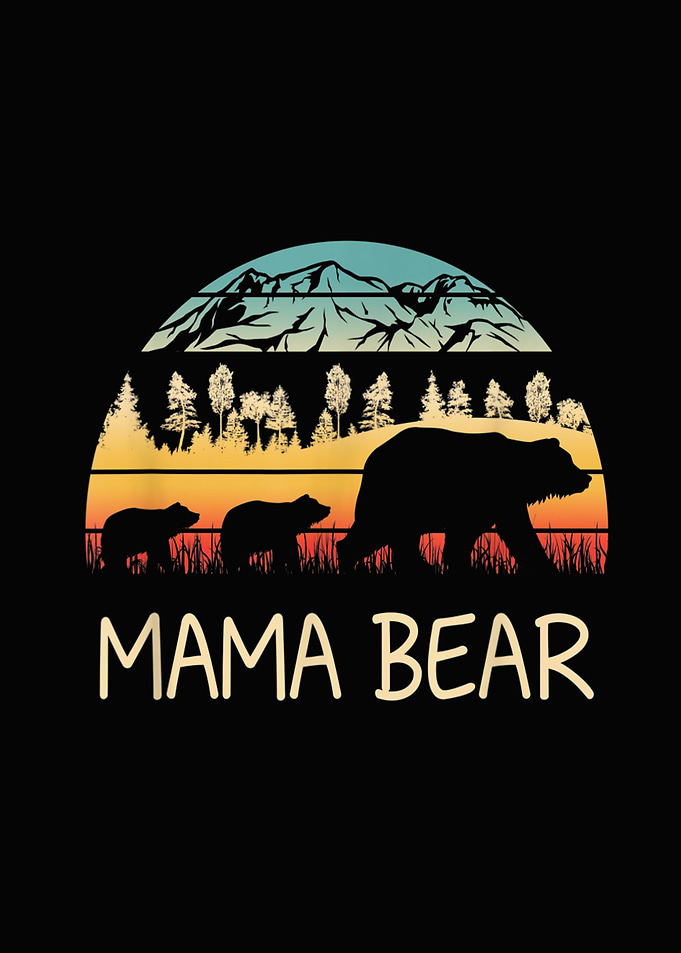 Mama Bear With 2 Cubs Ret