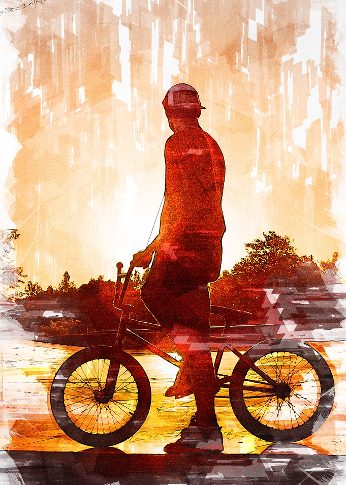 Cool BMX Sunset Silhouette