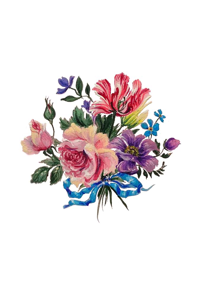 Victorian bouquet on white