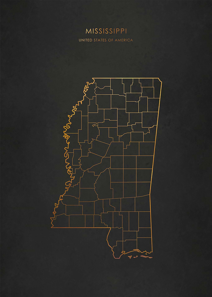 Gold Mississippi Map