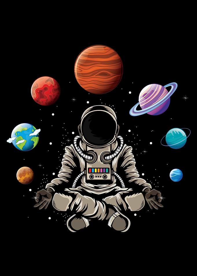 An Astronaut Doing Yoga