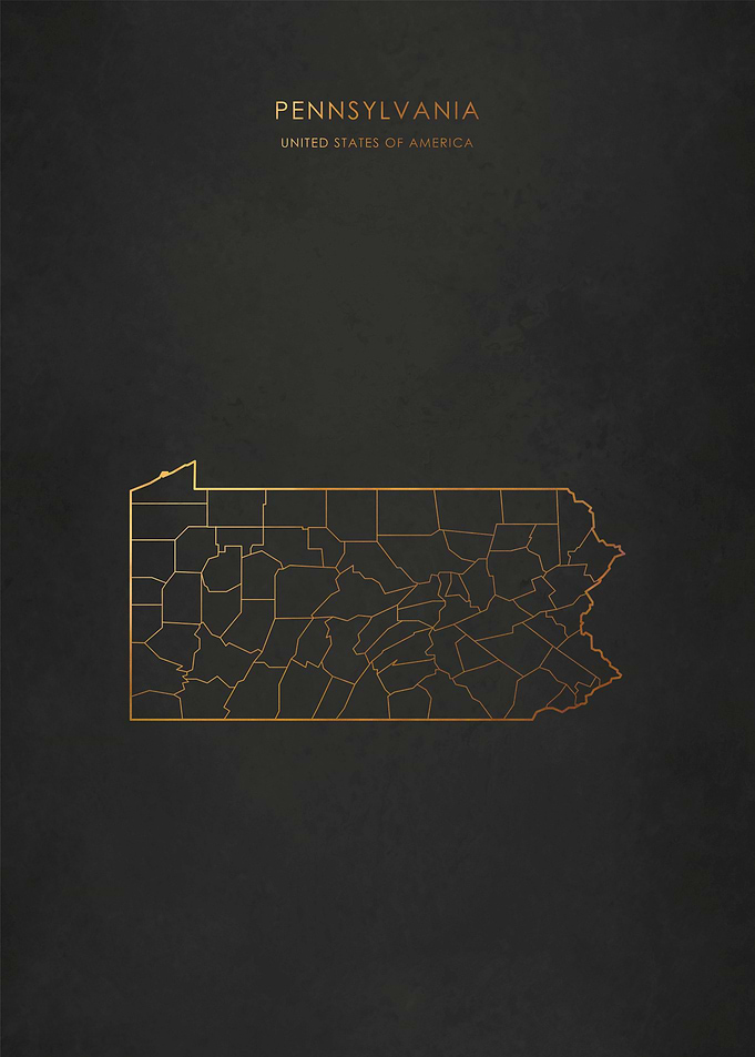 Gold Pennsylvania Map
