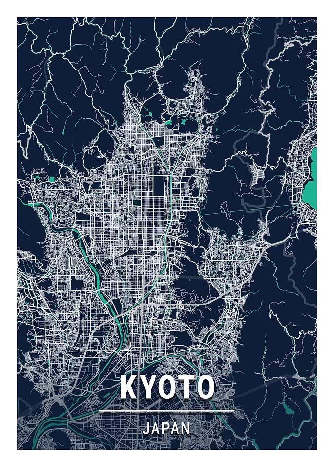 Kyoto Blue Dark Color City