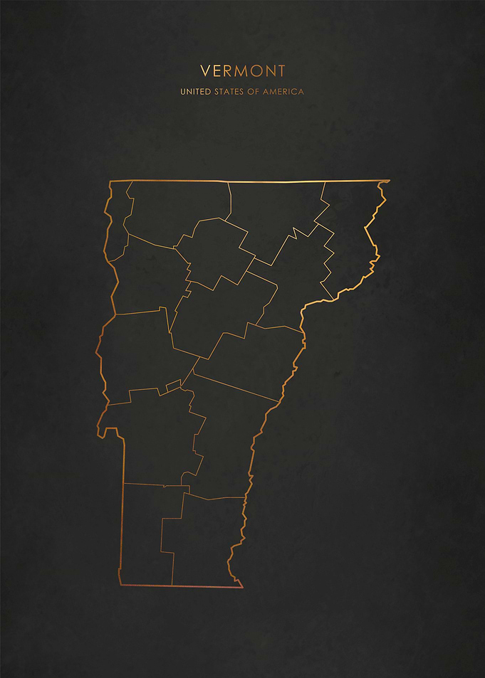 Gold Vermont State Map
