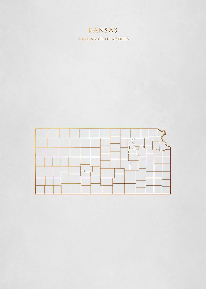 Gold Kansas State Map