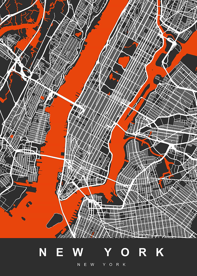 New York City Map Black