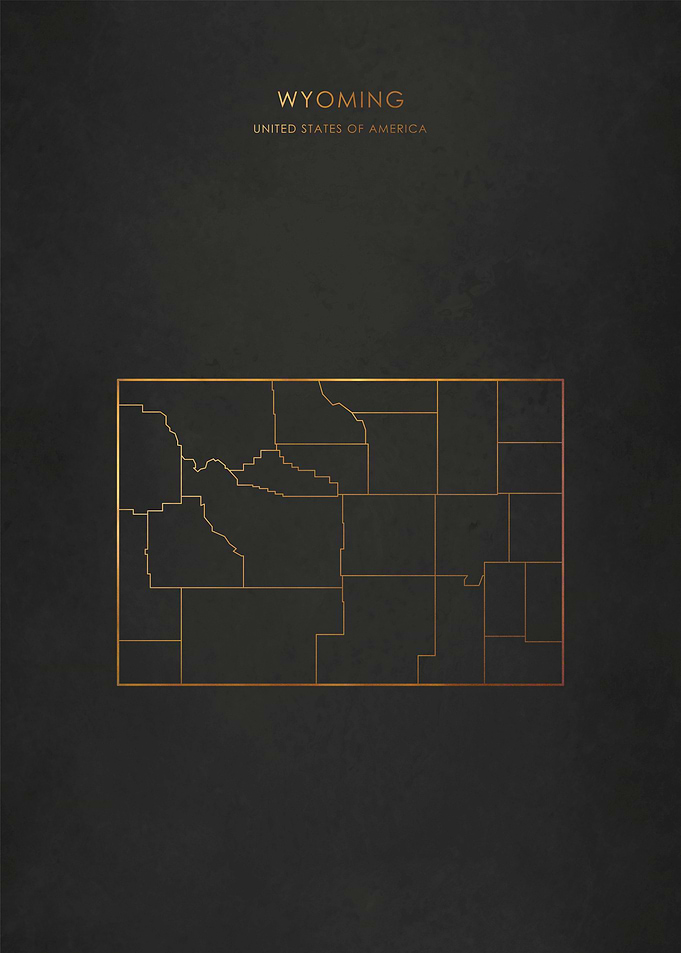 Gold Wyoming State Map